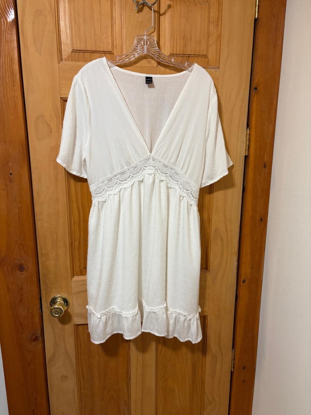🌹5 for $25🌹 SHEIN White Swiss Dot V-Neck Mini Dress